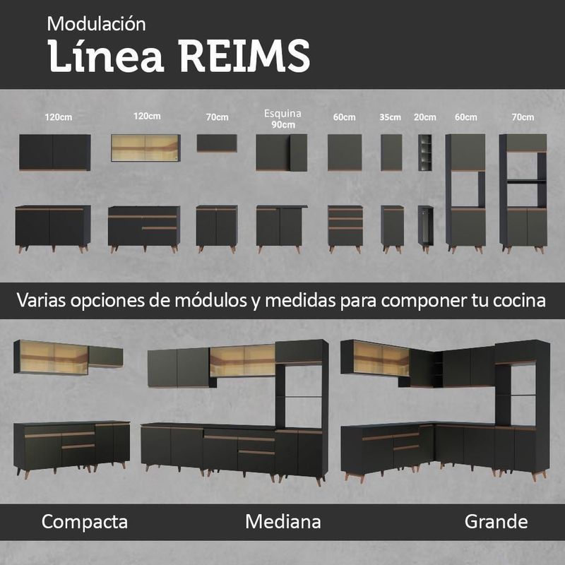 Cocina integral completa modular madesa reims 330cm negro 02