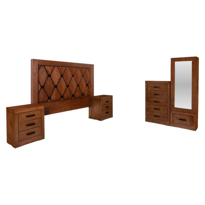 Recamara King Size Gales 5 Piezas Encino Kessa Muebles