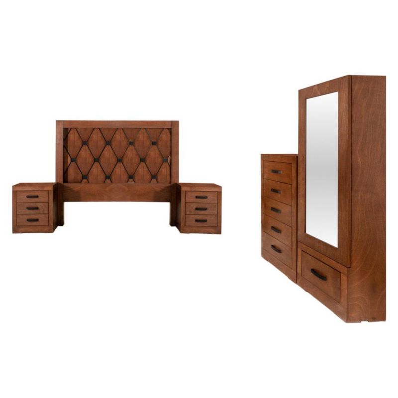 Recamara King Size Gales 5 Piezas Encino Kessa Muebles