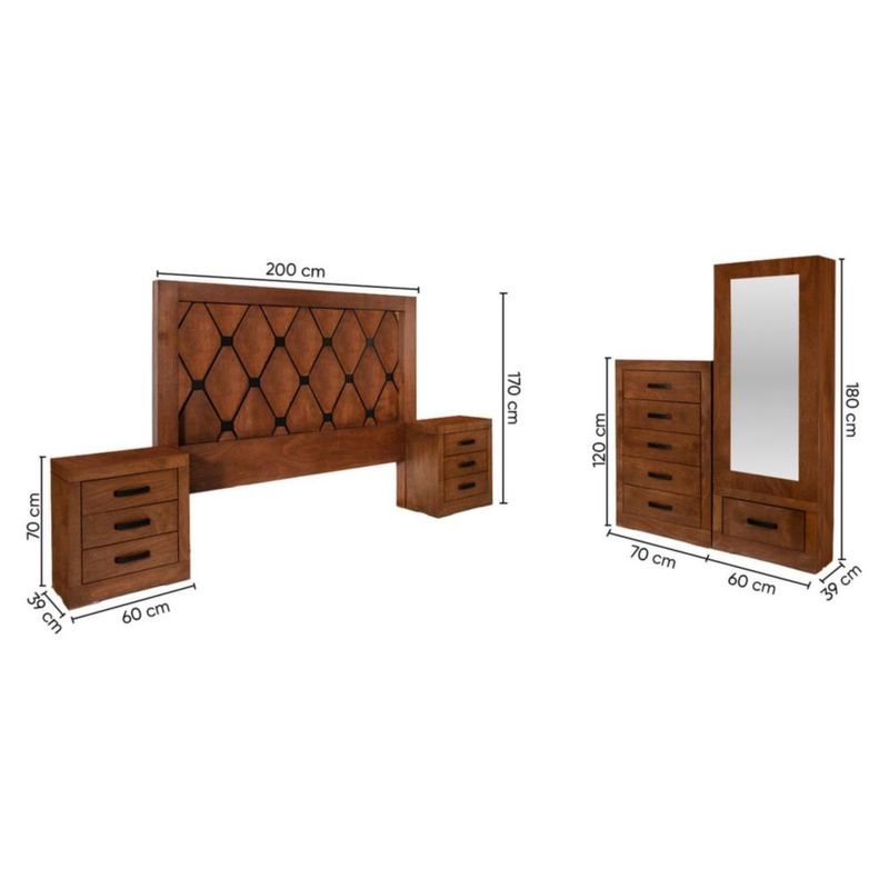 Recamara King Size Gales 5 Piezas Encino Kessa Muebles