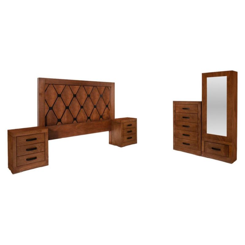 Recamara King Size Gales 5 Piezas Encino Kessa Muebles