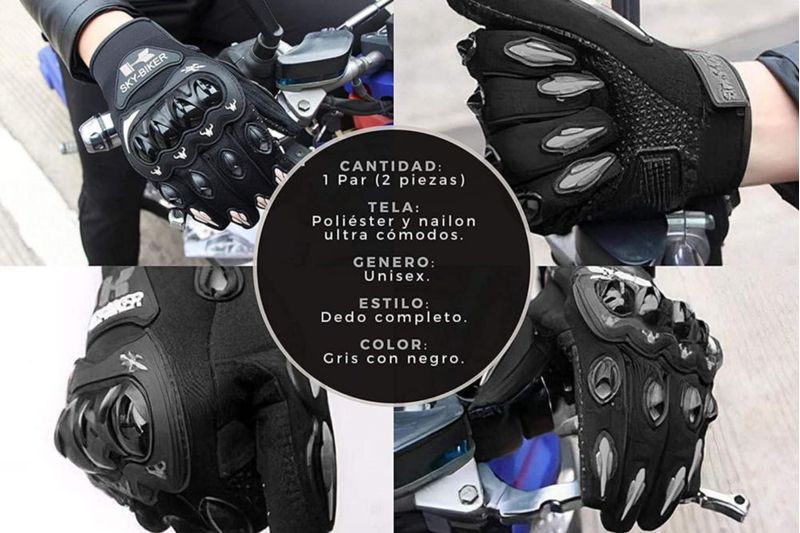 Guantes para Motociclista, Antideslizante, Cómodos y Ligero (gris XXL)