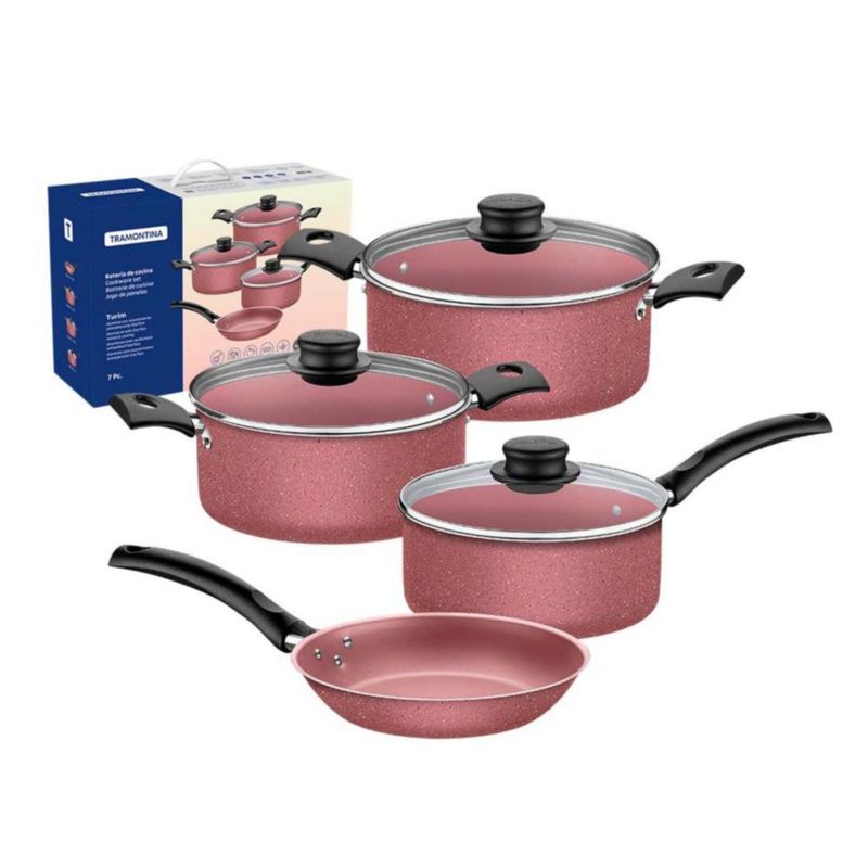 Bateria de Cocina Tramontina 20298/476 Turim 7 Piezas Rosa END