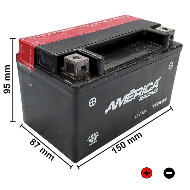 BATERIA GEL AMERICA MOTO 12V 6AMP MODELO TX7A-BS-AM