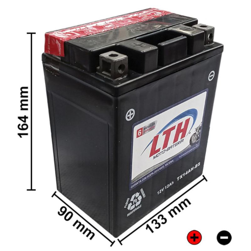 BATERIA DE GEL LTH AGM 12V 12AMP MOTO MODELO  TX14AH-BS