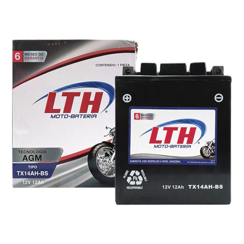 BATERIA DE GEL LTH AGM 12V 12AMP MOTO MODELO  TX14AH-BS