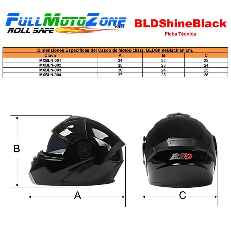 Casco Certificado DOT MXBLN-004 BLDShineBlack Seguridad Motocicleta