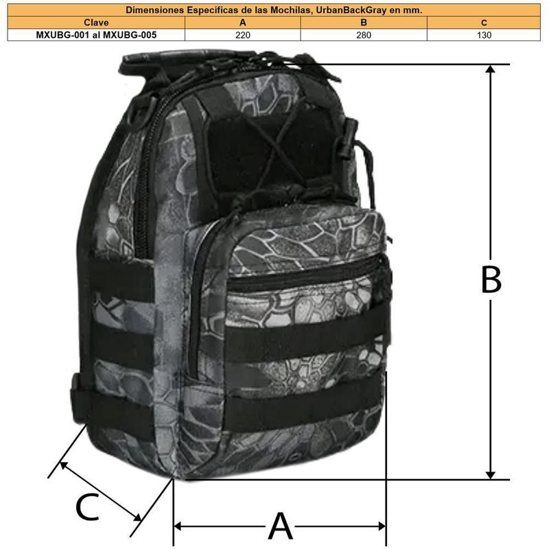 Mini Mochila de hombro MXUBG-004 UrbanBackGray Bolso mini táctico militar