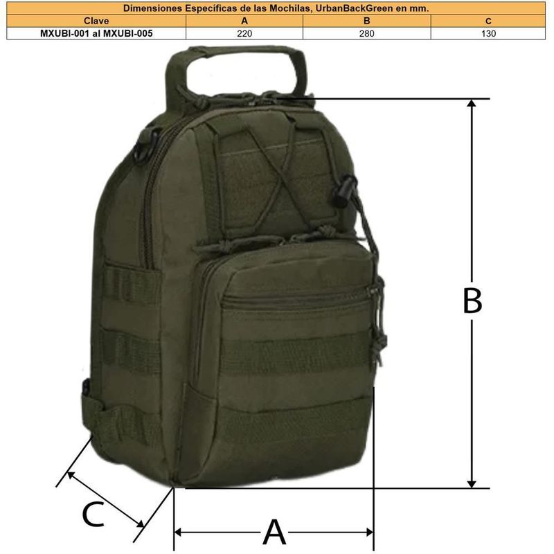 Mini mochila de pecho MXUBI-004 UrbanBackGreen Bolso de camuflaje