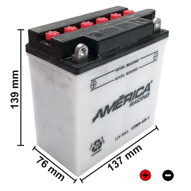 BATERIA AMERICA MOTO 12V 9 AMPERES 12N9-4B-1