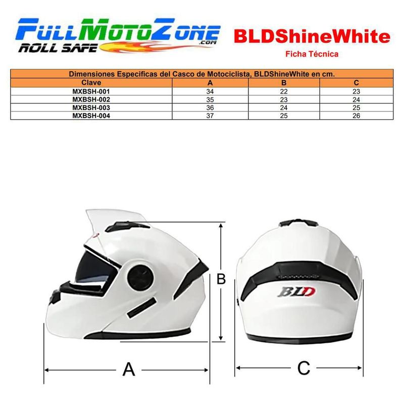 Casco para Motociclista MXBSH-004 BLDShineWhite Casco Alta Resistencia