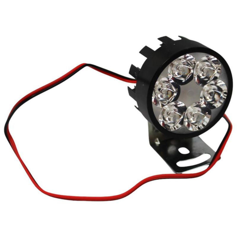 Faro Aux Moto Redondo 6 Hiper Leds 1W Carcasa Negra C/Estrobo