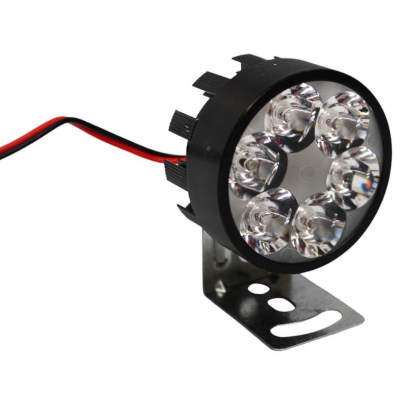 Faro Aux Moto Redondo 6 Hiper Leds 1W Carcasa Negra C/Estrobo