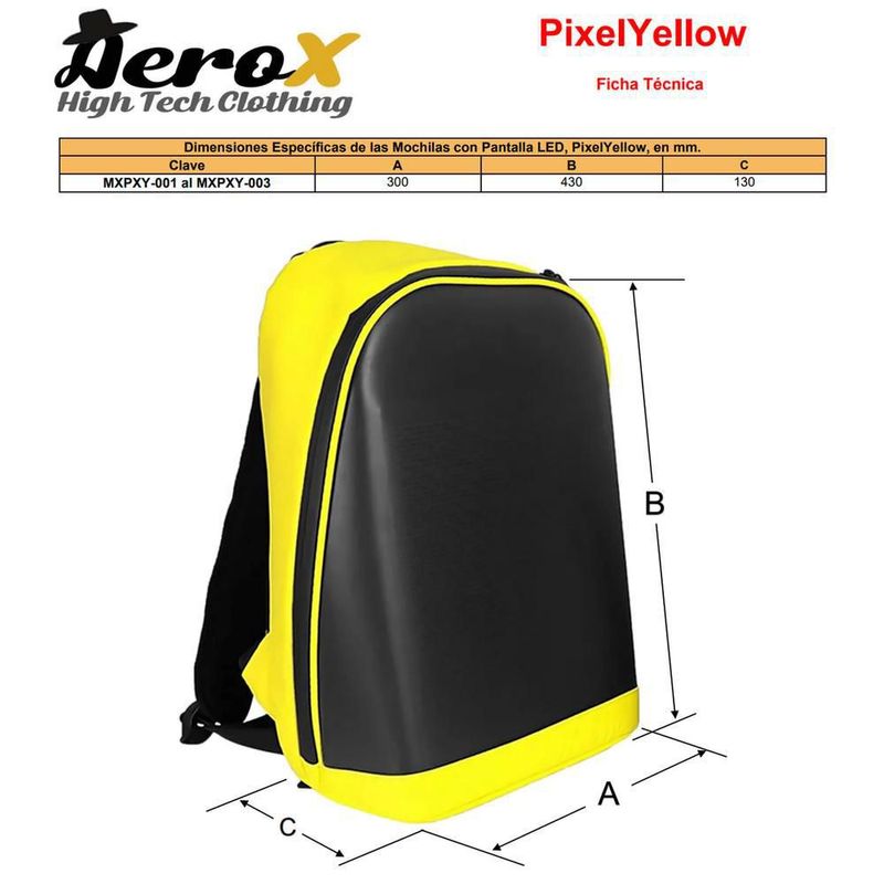 Mochilas LED MXPXY-002 PixelYellow Mochila con Pantalla RGB
