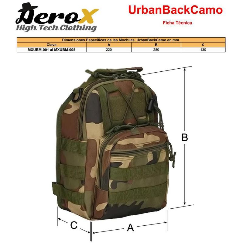 Mochila de Hombro MXUBM-002 UrbanBackCamo Bolso