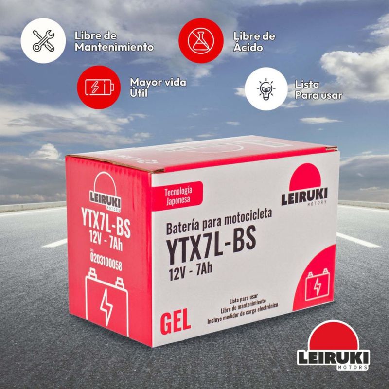 Bateria Gel Moto YTX7L-BS Cargo150 Mt03 Twister125 Leiruki