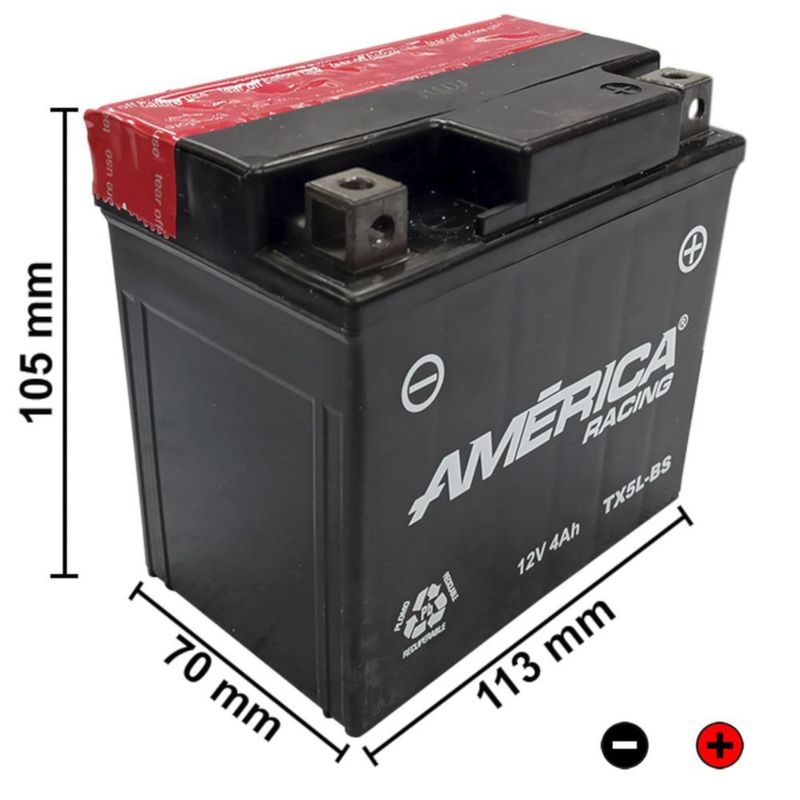 BATERIA DE GEL AMERICA AGM 12V 4AMP MOTO MODELO TX5L-BS