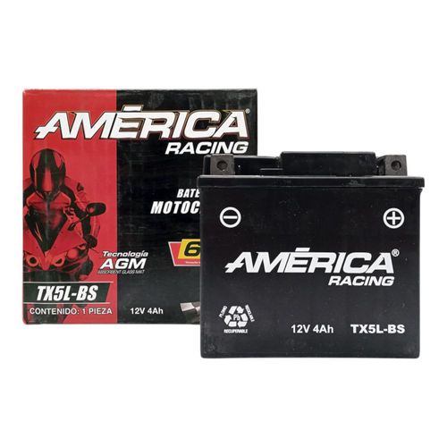 BATERIA DE GEL AMERICA AGM 12V 4AMP MOTO MODELO TX5L-BS