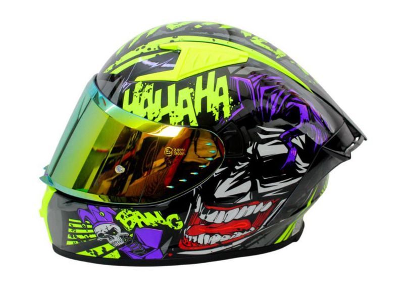 Casco Para Moto Cerrado Half Brillante Visor Revo Espejo Lente Humo Pinlock Certificado Ece-22.06 Talla M