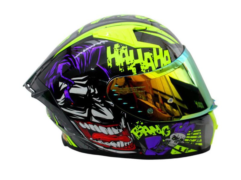 Casco Para Moto Cerrado Half Brillante Visor Revo Espejo Lente Humo Pinlock Certificado Ece-22.06 Talla M