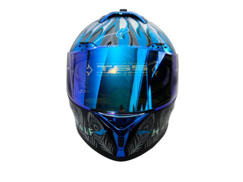 Casco Para Moto Abatible Alebrije Half Gris Doble Visor Revo Azul Transparente Lente Humo Certificado Dot Talla M