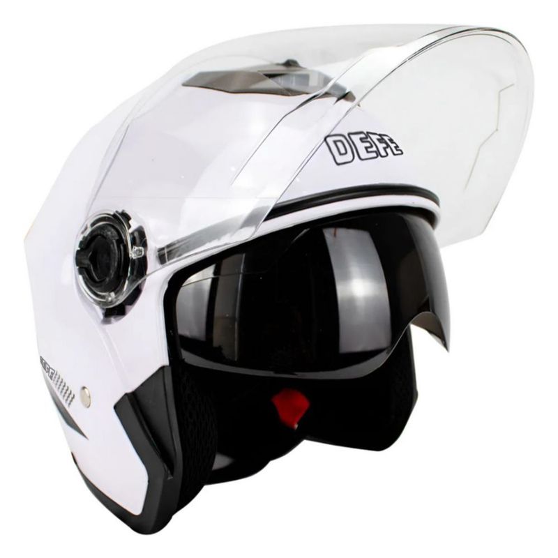 Casco Motocicleta Abierto 3/4 Visera Doble Hd Abatible Dot Blanco Mediano