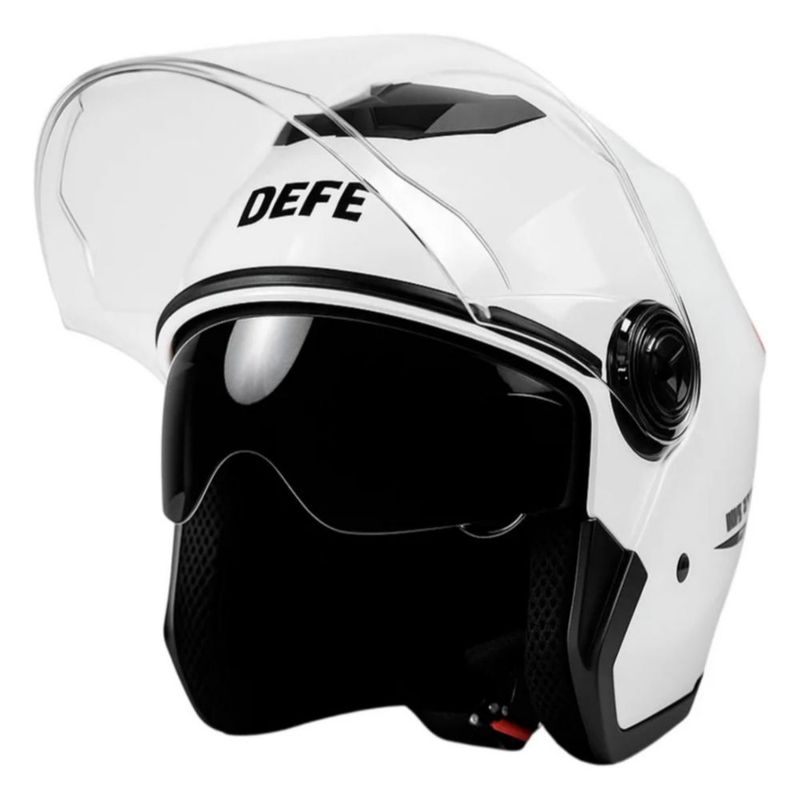 Casco Motocicleta Abierto 3/4 Visera Doble Hd Abatible Dot Blanco Mediano