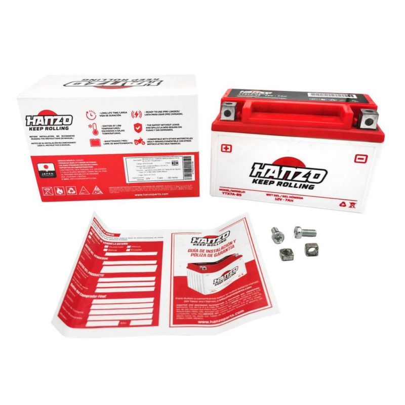 BATERIA HANZO GEL HUMEDA 12V 7Ah POLOS +,-