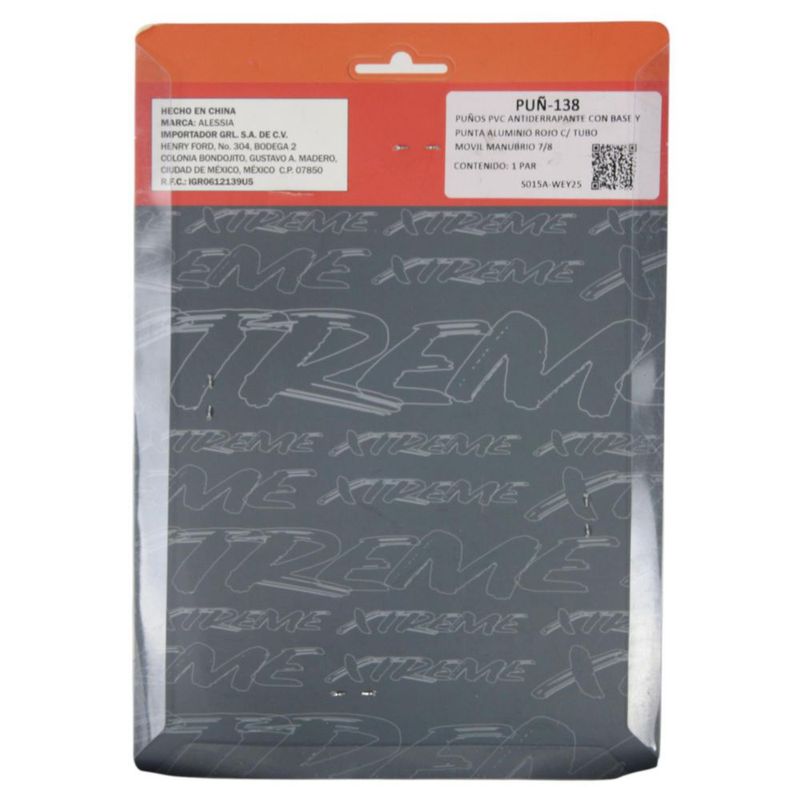 Puños Para Moto pvc Antiderrapante Base y Punta Aluminio Rojo c/tubo Movil Manubrio 7/8