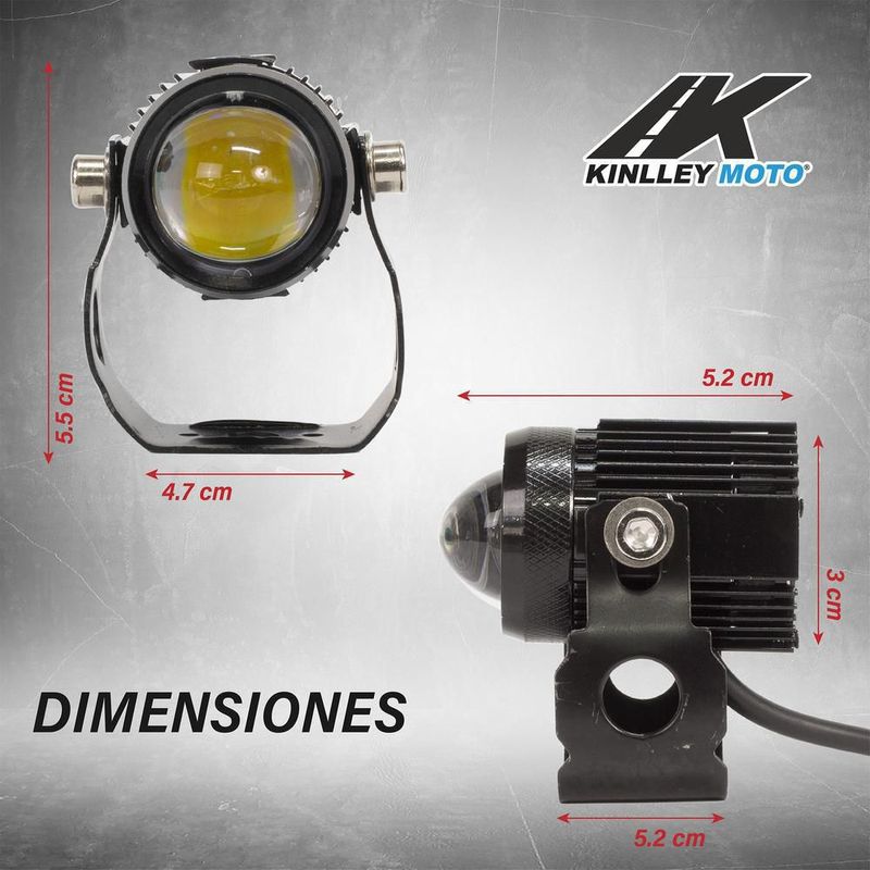 Faros auxiliares para motocicleta laser con base luz blanca y amarilla kinlley