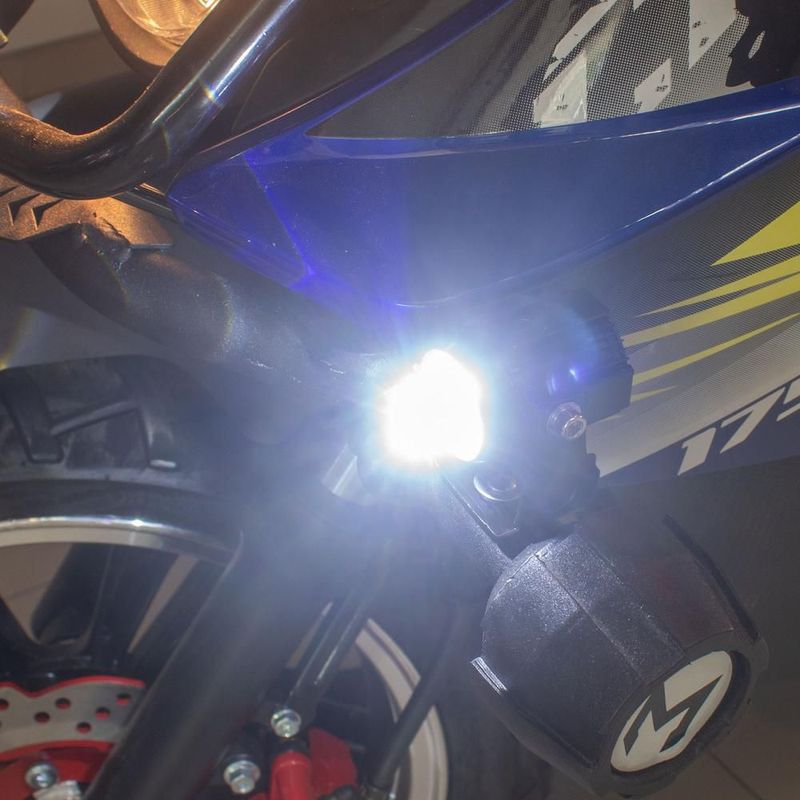 Faros auxiliares para motocicleta laser con base luz blanca y amarilla kinlley