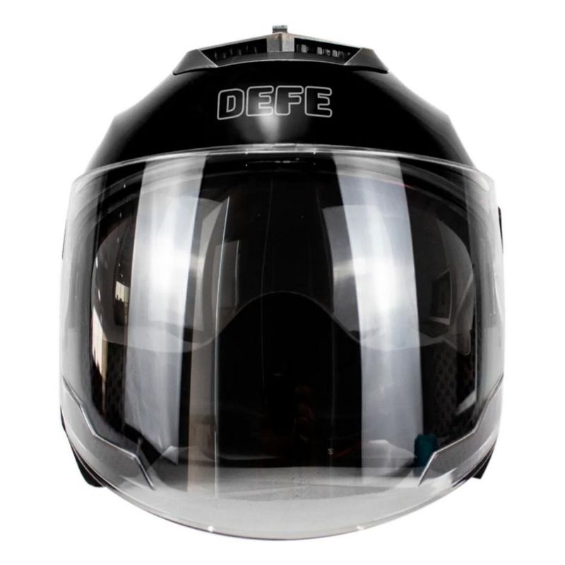 Casco Motocicleta Abierto 3/4 Visera Doble Hd Abatible Dot Negro Brillante Grande