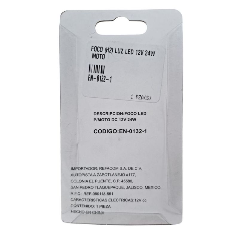 Foco H2 Luz Led 12v 24w Moto