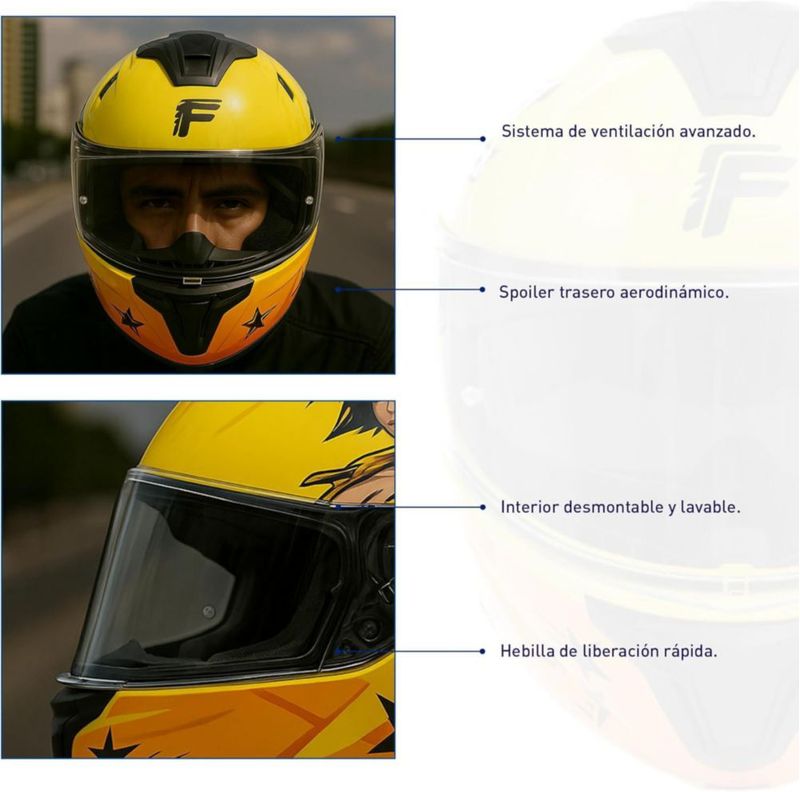 Casco Integral Abatible con Certificación ECE, Bluelander, Cascos de Doble Visera Transpirable y Cómodo, Amarillo, Unisex, (TALLA M)
