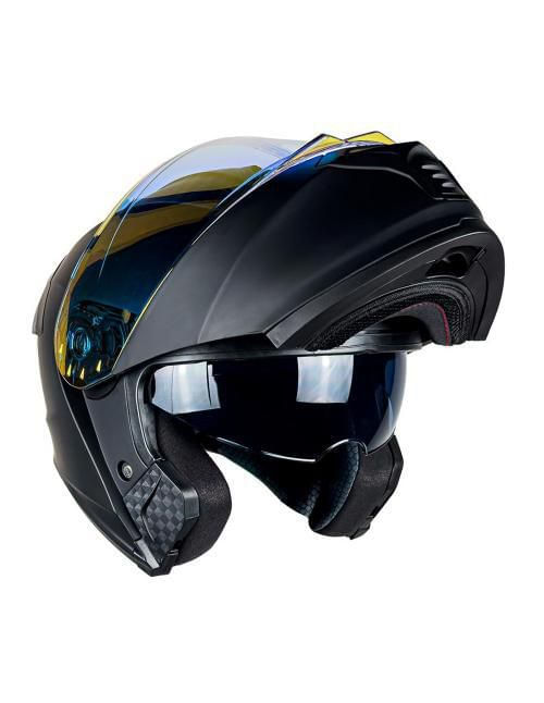 Casco Kov Abatible Thunder Luz Rojo Azul M Negro
