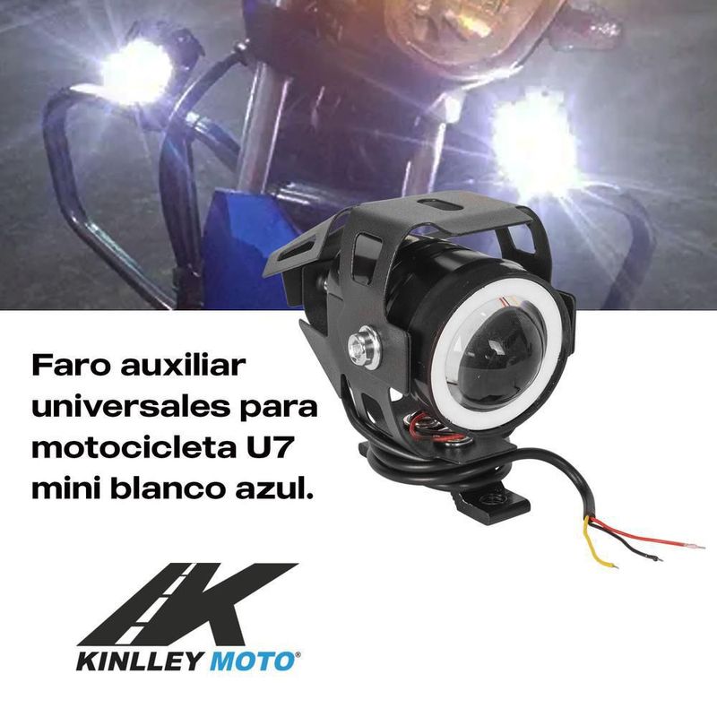Faro auxiliar azul para moto universal u7 kinlley