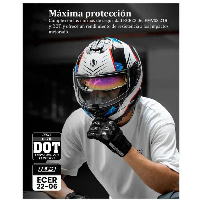 Casco Ilm B-711 Blanco Brillante S Blanco
