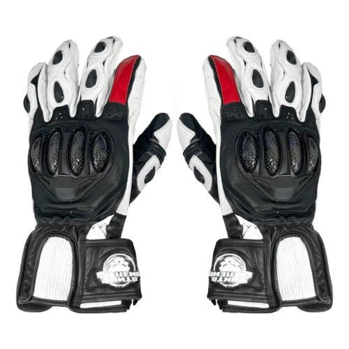 Guantes Moto Largos Punto Extremo Gp Racer Protecciones Blanco Rider One