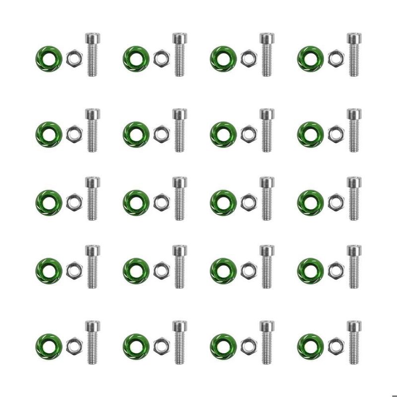 Tornillo decorativo circular placa verde set