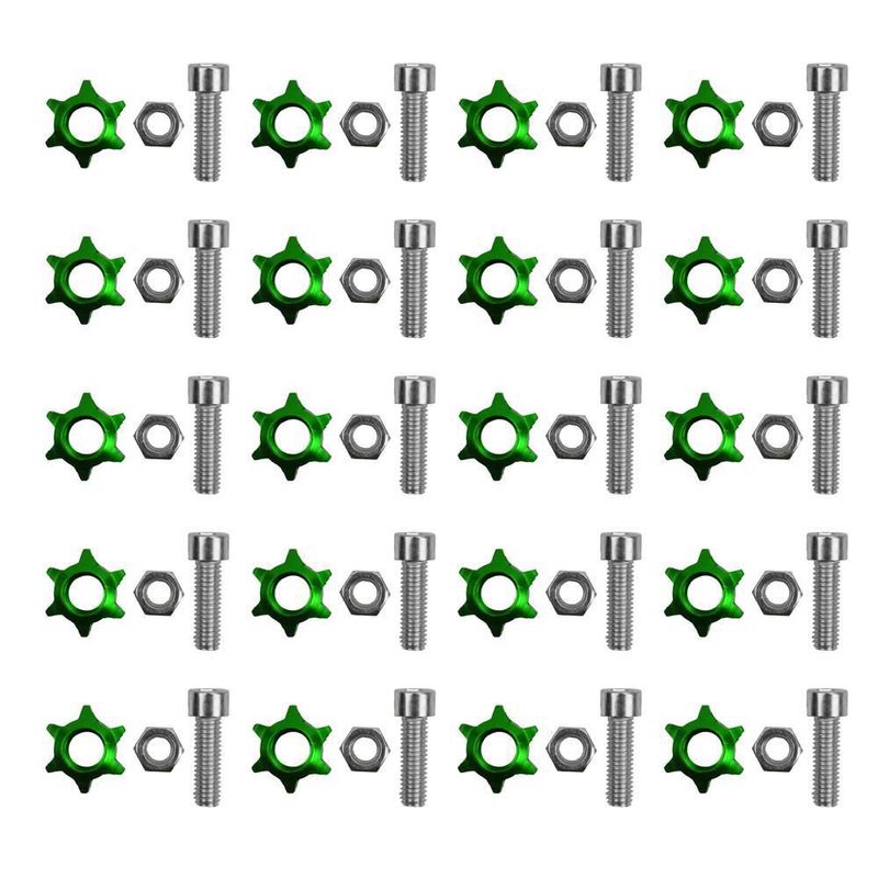 Tornillo decorativo estrella placa verde set