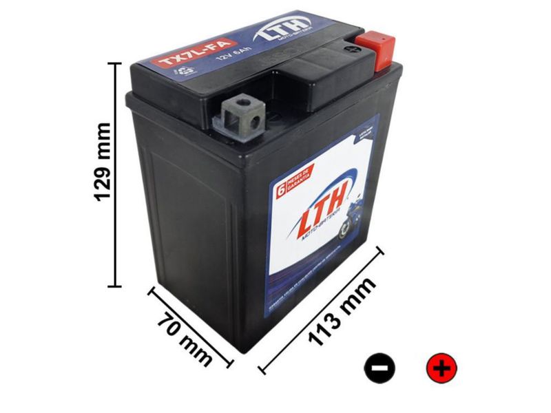 Bateria Moto Agm Activada de Fabrica LTH 12v 6amp 85cca Modelo TX7L-FA