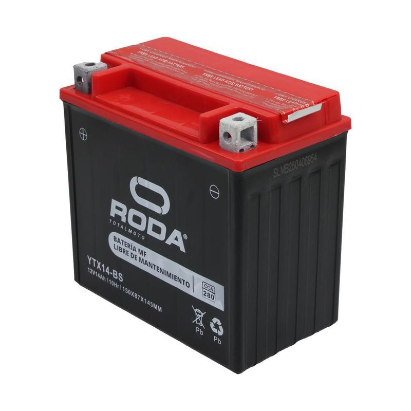 Acumulador mf c/electrolito (ytx14-bs) roda 12v 14a