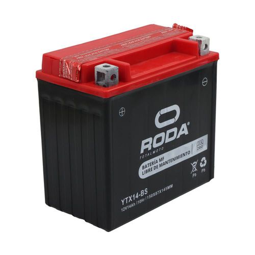 Acumulador mf c/electrolito (ytx14-bs) roda 12v 14a