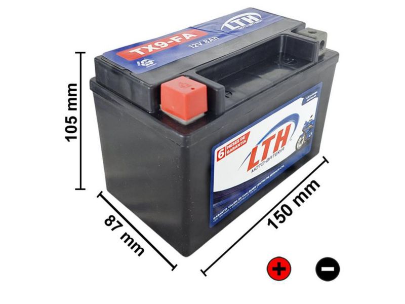 Bateria Moto Lth  Activa de Fabrica 12v 8amp 120cca Agm Modelo TX9-FA
