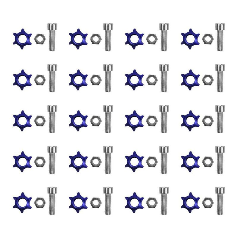 Tornillo decorativo estrella placa azul set