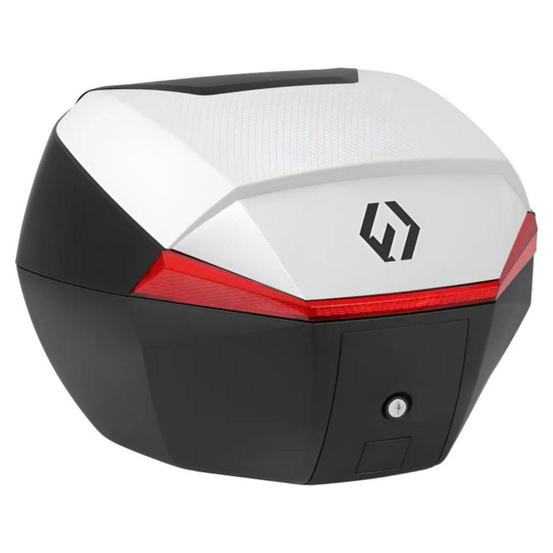 Baul Para Motos Furchtlos 35 Litros Shield Top Case S Blanco Rojo