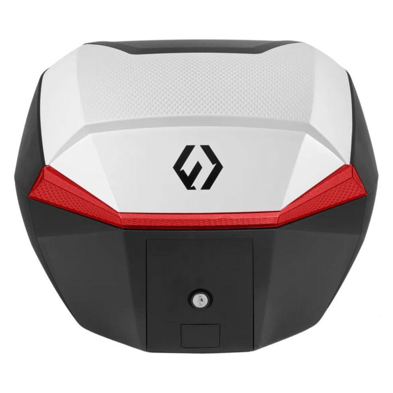 Baul Para Motos Furchtlos 35 Litros Shield Top Case S Blanco Rojo