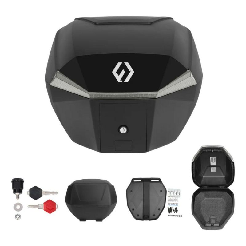 Baul Para Moto 35 Litros Furchtlos Shield Top Case S Negro Plata Rider One