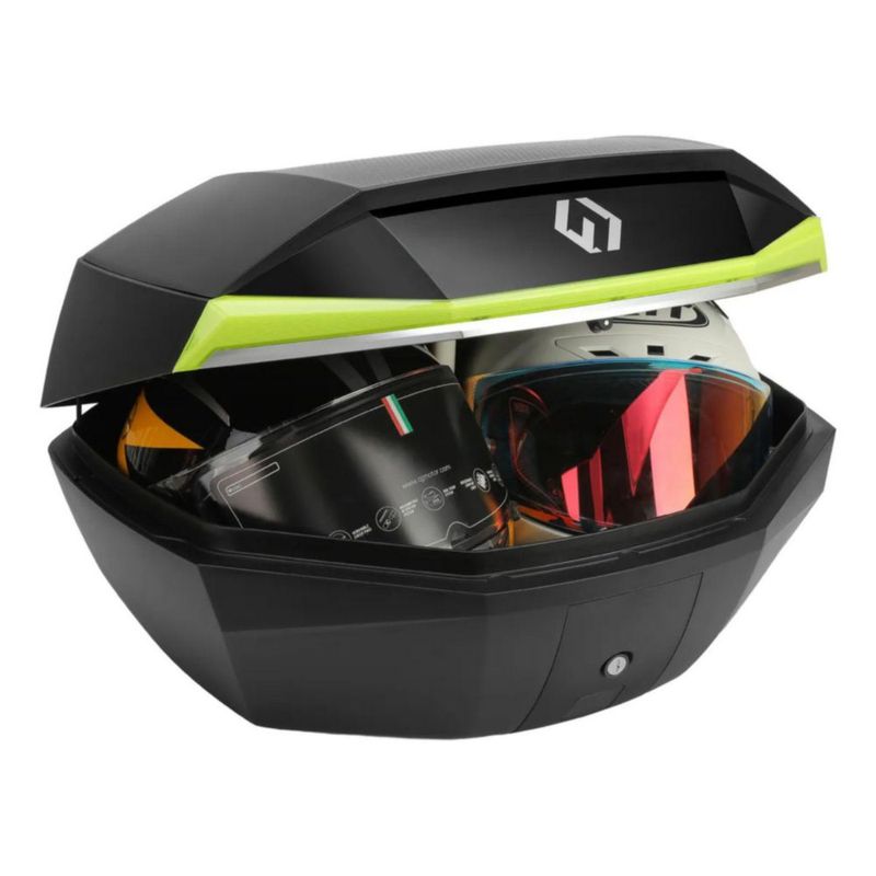 Baúl Para Motos Furchtlos 48 Litros Shield Top Case L Luxe Negro Amarillo Rider One