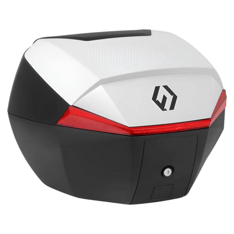 Baul Para Motos Furchtlos 35 Litros Shield Top Case S Luxe Blanco Rojo